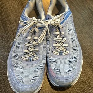 Hoka One One Light Blue and White Shoes